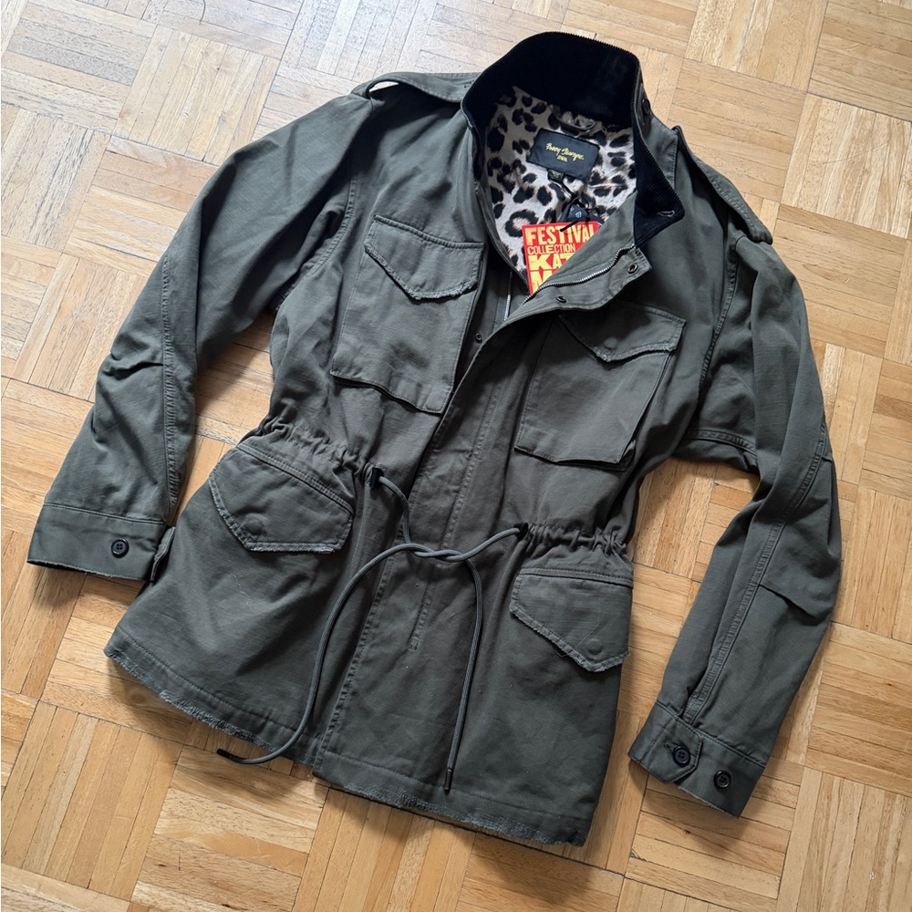 Kate Moss x Bobby Gillespie Zara Utility Jaket - Leopard Lining